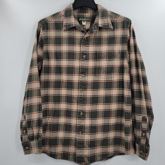 Eddie Bauer flannel tan and green size L - Picture 1 of 6